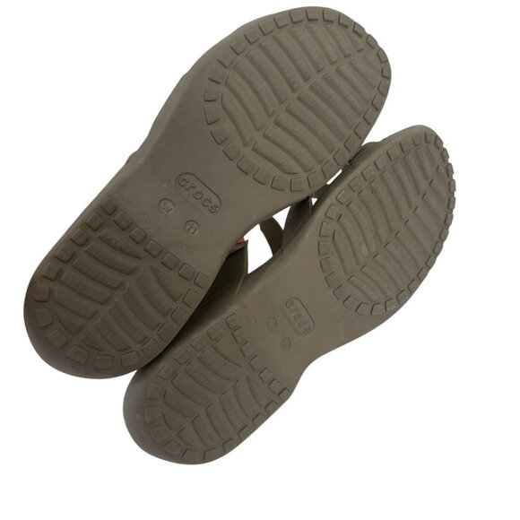 Crocs Womens Slip On Tan Brown Strappy Sandals SZ 11Comfort Outdoor - Picture 4 of 11